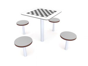 Schackbräde set med bord med fyra pallar